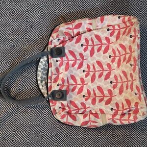 Stylish Red and Gray Leaf Patterned Women's Bag